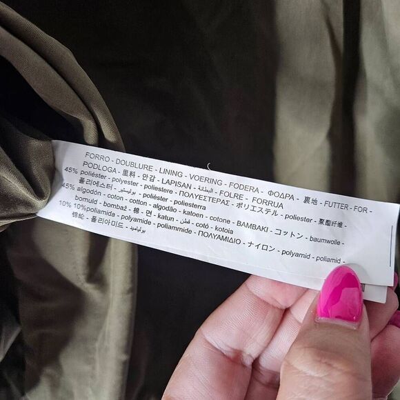 Zara Oversized Army Green Water Repellent Parka Size M - Picture 4 of 6